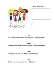 English Worksheet: appearance description
