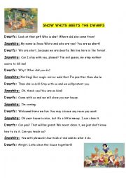 English Worksheet: Snow White meets the dwarfs