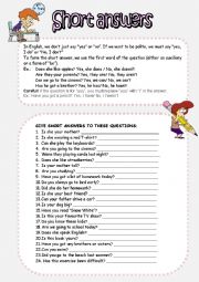 English Worksheet: Short answers