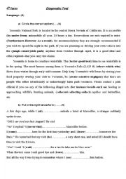 English Worksheet: a diagnostic test for intermediate students