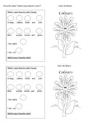 English Worksheet: whats your favorite color?  song and activities