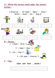 English Worksheet: class instruction