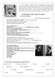 English Worksheet: Somebody that I used to know