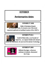 October Anniversaries dates