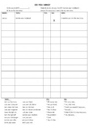 Do you mind? Speaking activity worksheet