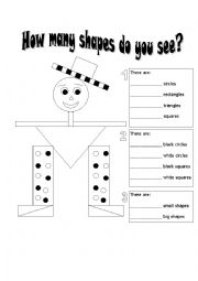 English Worksheet: How many shapes do you see?
