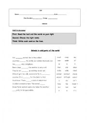 English Worksheet: Animals and Habitats (science-movers)