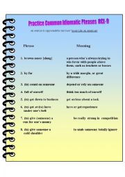 English Worksheet: Practice Common Idiomatic Phrases RCL-9 b