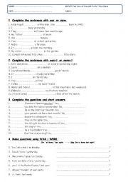 English Worksheet: was were test