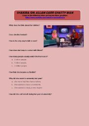 English Worksheet: Video Comprehension: Shakira on Allan Carr