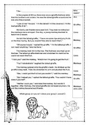 English Worksheet: The Tall Giraffe