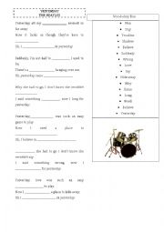 English Worksheet: Yesterday- The Beatles song 