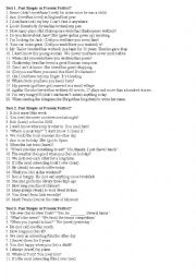 English Worksheet: Past Simple or Present Perfect Tests