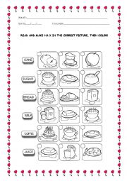 English Worksheet: Food