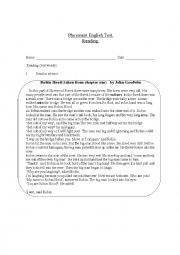 English Worksheet: Reading placement test