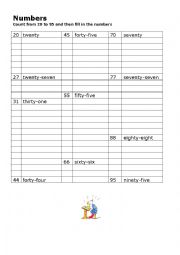 English Worksheet: Numbers 1 to 100