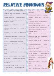 English Worksheet: RELATIVE CLAUSES