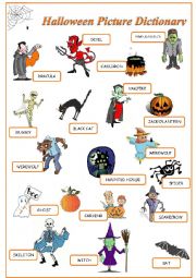 English Worksheet: Halloween picture dictionary