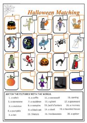 English Worksheet: Halloween matching