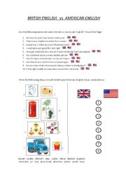 English Worksheet: British English vs American English - exercises