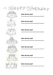 English Worksheet: How old are you?