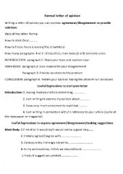 English Worksheet: Formal letter of opinion