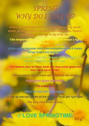 English Worksheet: Why do I like spring?