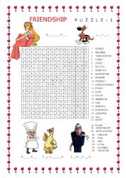 English Worksheet: UNIT 1: FRIENDSHIP PUZZLE (Personal Qualities) 