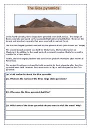 English Worksheet: The Giza Pyramids