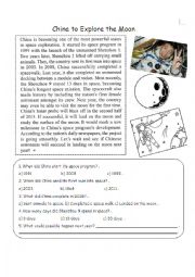 English Worksheet: News Article: China to Explore the Moon