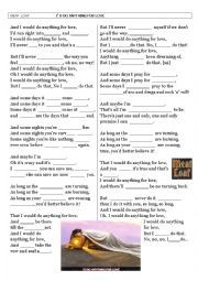 English Worksheet: Song: And I would do anything for love by Meat Loaf