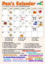 English Worksheet: Pams Calendar