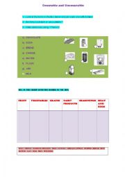 English Worksheet: COUNTABLE vs UNCOUNTABLE