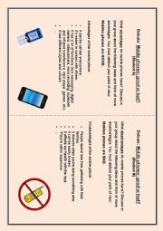 English Worksheet: Mobile phones - Advantages and disadvantages