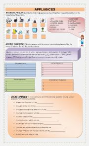 English Worksheet: Appliances