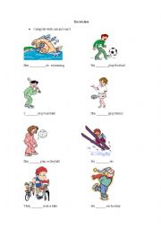 English Worksheet: can can`t