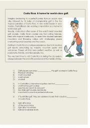 English Worksheet: sports, golf. costa rica. 