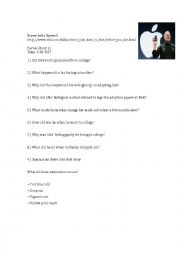 English Worksheet: Steve Jobs Speech Acitivity