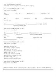 English Worksheet: Fill the gaps. Colours