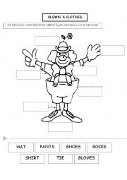 English Worksheet: clown`s clothes
