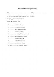 English Worksheet: personal pronouns