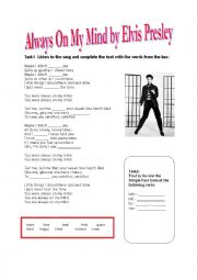 English Worksheet: Elvis Presley - Always on my mind