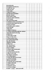 English Worksheet: easy team game based on idioms / sing like a saucepan - a love handle