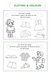 English Worksheet: Clothes and Colours
