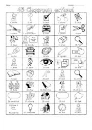 English Worksheet: Reference Sheet: Classroom Actions