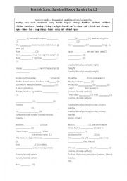 English Worksheet: Song U2 Bloody Sunday