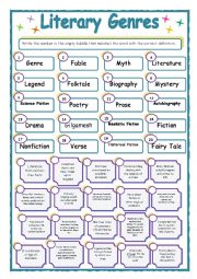 English Worksheet: Literary Genres