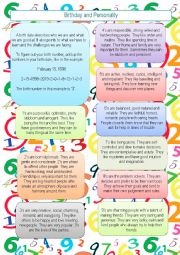 English Worksheet: Birthday and Personality