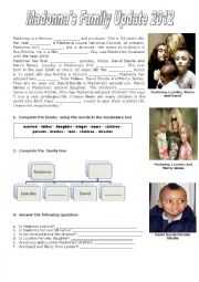 English Worksheet: Madonnas Family Update 2012