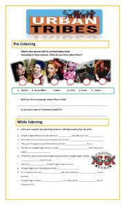 English Worksheet: Listening on URBAN TRIBES